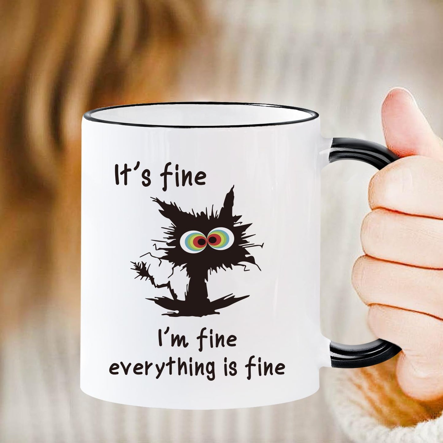It's Fine I'm Fine Everything is fine - Funny Sarcastic Cat Coffee Mug - Gift for Cat Lovers, Office Novelty Mug for Birthday Christmas, Animal Lover Gift, funny cat mug for women/men -20