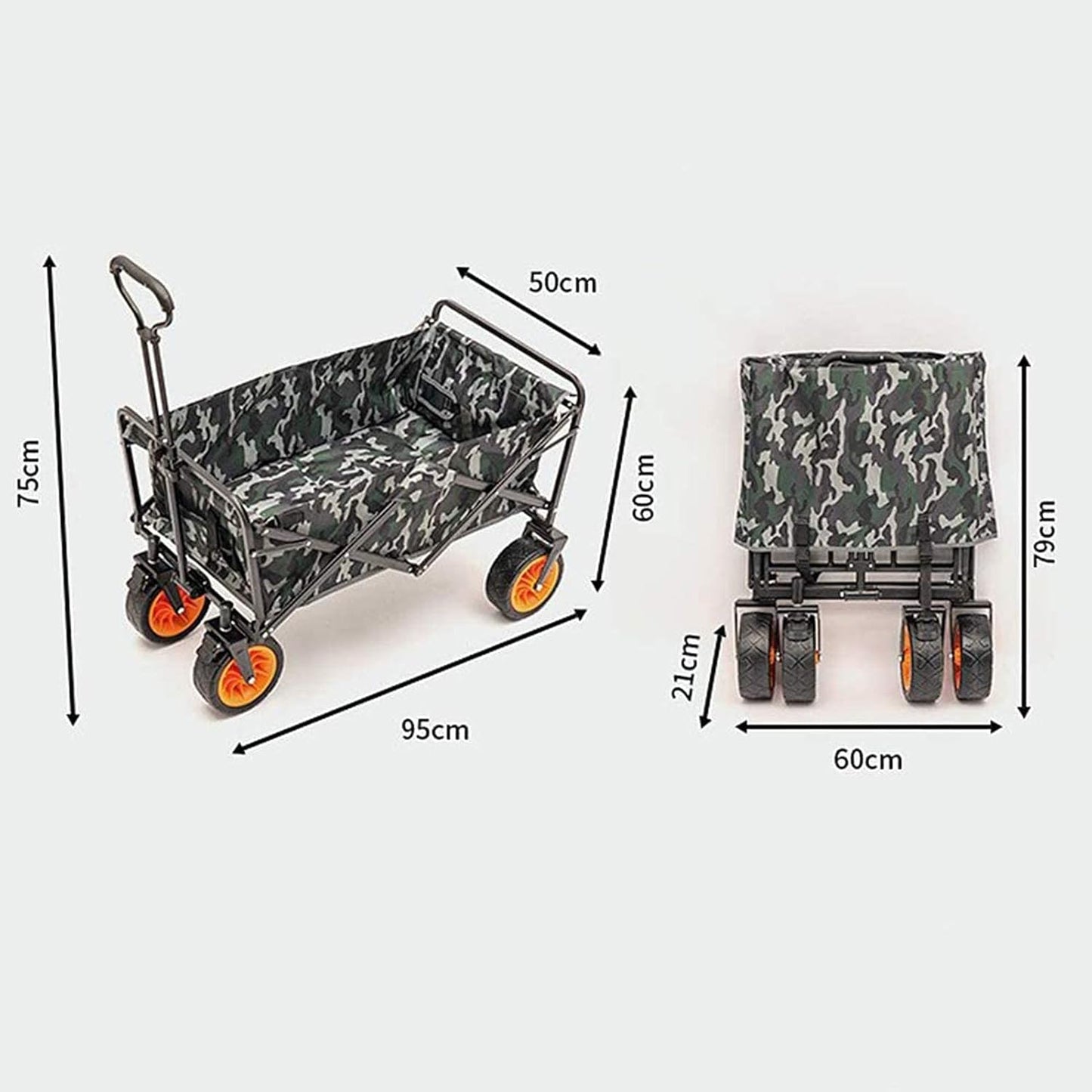 Folding Garden Cart,Utility Wagon Picnic Camping Cart with Brake,All Terrain Wagon Cart for Outdoor Park Camping Shopping