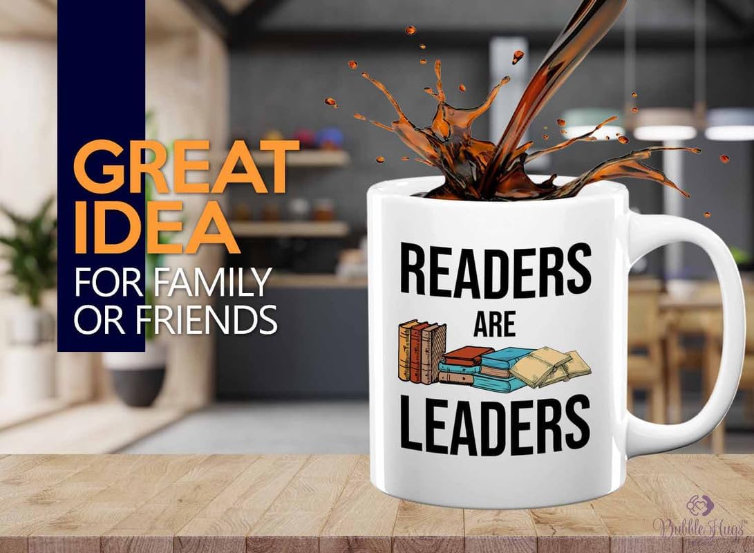 Reading Bookworm Coffee Mug 11oz White - Readers Are Leader - Reading Reader Book Worm I Know Things Book Addict Book Lover Bookish Novelist Librarian Writer