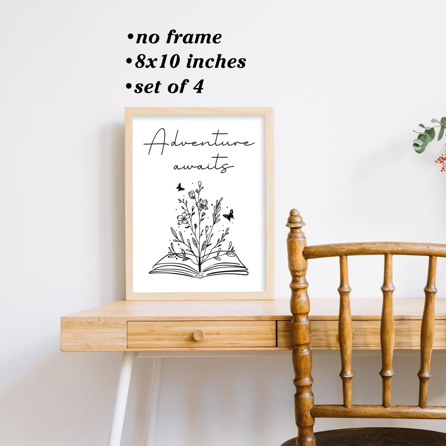Boat Wades I'm Reading Wall Art Poster,Book Poster Prints Wall Art,Adventure Awaits Wall Art Prints,Reading Nook Art, Bedroom Library Wall Art Decor 8x10 Set Of 4