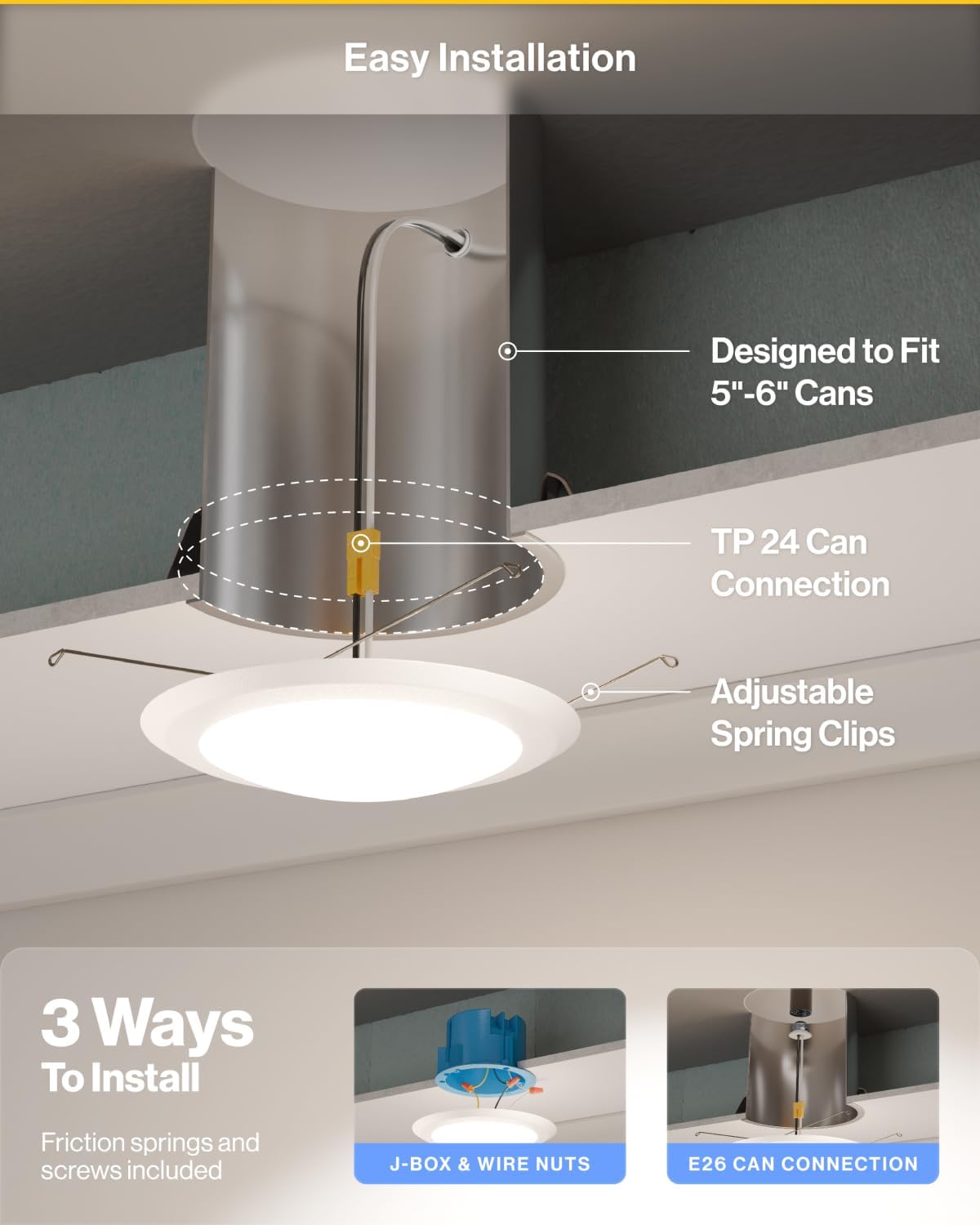 Sunco 24 Pack LED Disc Lights Ceiling 6 Inch, Flush Mount Disk Light, Recessed Can Lighting, 1050 LM, 15W (75W Equivalent), Selectable CCT 3000K/4000K/5000K/6000K/6500K, Dimmable, Damp Rated ETL