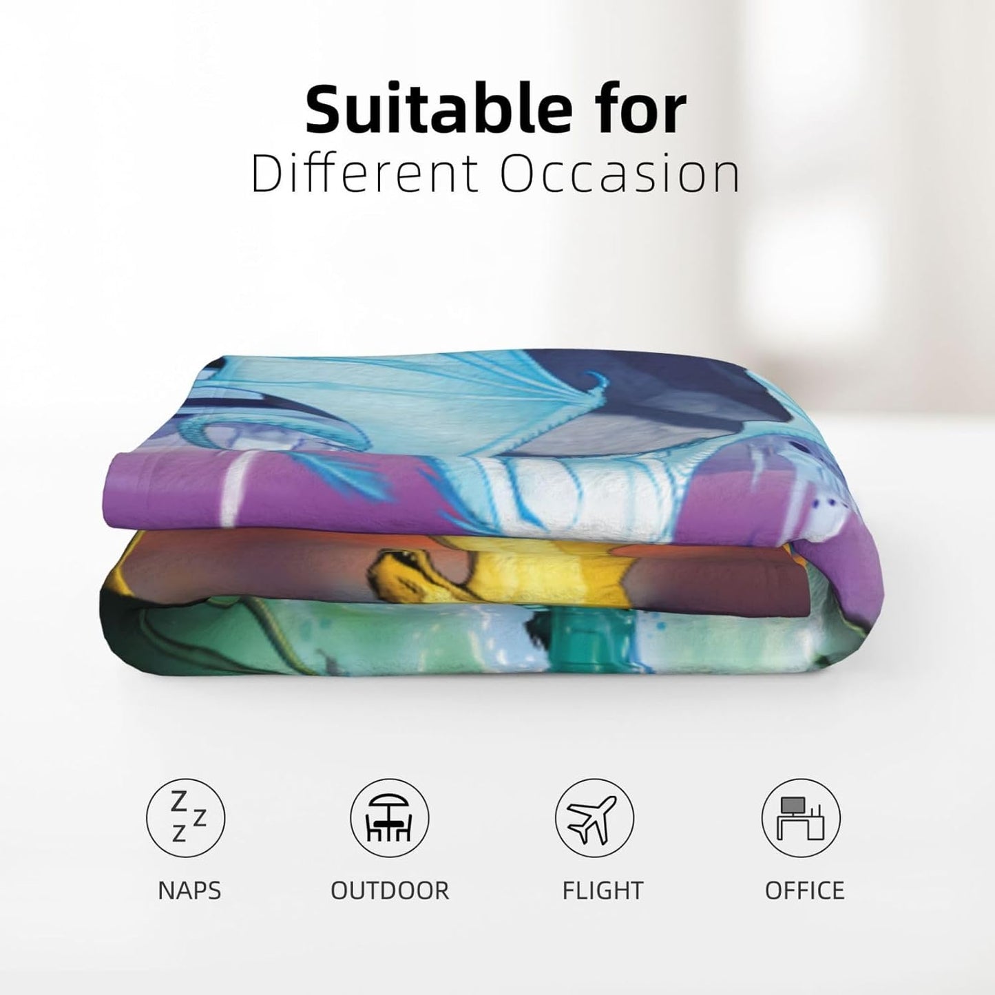 Dragon Fantasy Flannel Throw Blanket - Cozy Comfort for Sofa, Bed, Living Room & Travel - All-Season Universal 60"X50"