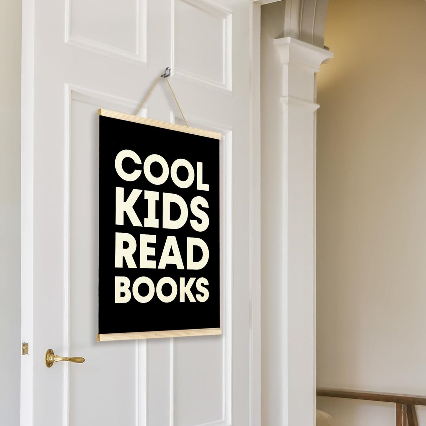TAEDIN Cool Kids Read Books Poster Hanger Frame, Baby Boys Girls Black Wooden Canvas Artwork Print Hanging Sign Inspirational Book Lovers for Nursery Reading Corner Homeschool Classroom Decor 12X16