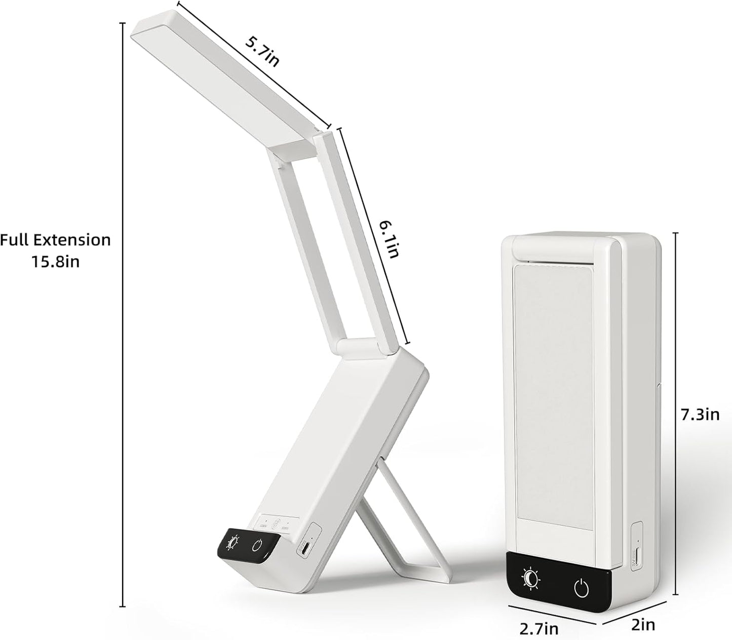EZVALO Rechargeable Desk Lamp,6000mAh Battery Wireless Light,Cordless Table Lamp for Book Reading,Foldable Mini Lamps&Portable,3 Color Dimmable Small Light for Bed,Nail Light,Craft(White)