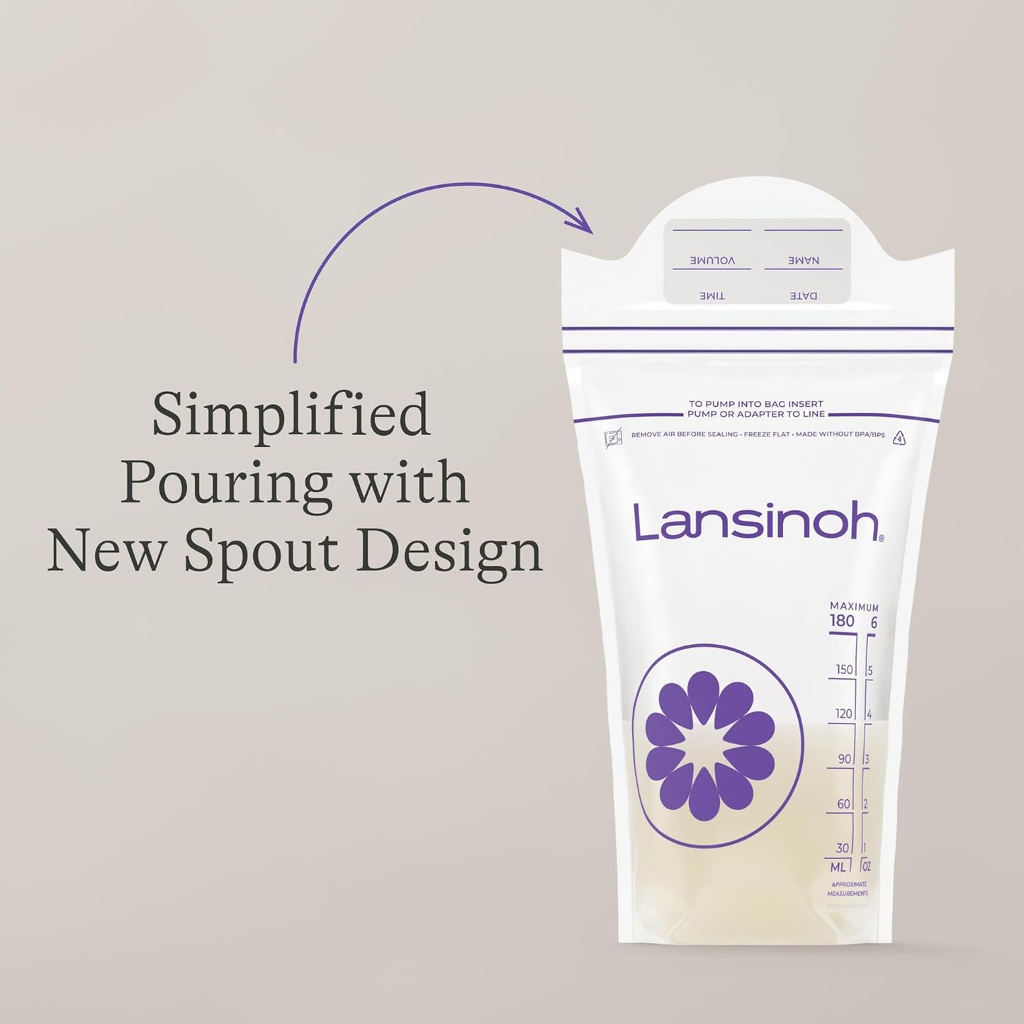 Lansinoh Breastmilk Storage Bags, 100 Count, Baby Essentials, Fast Freeze & Thaw Breast Milk Bags for Baby Bottle Feeding, Strength & Stretch, 6 Ounce