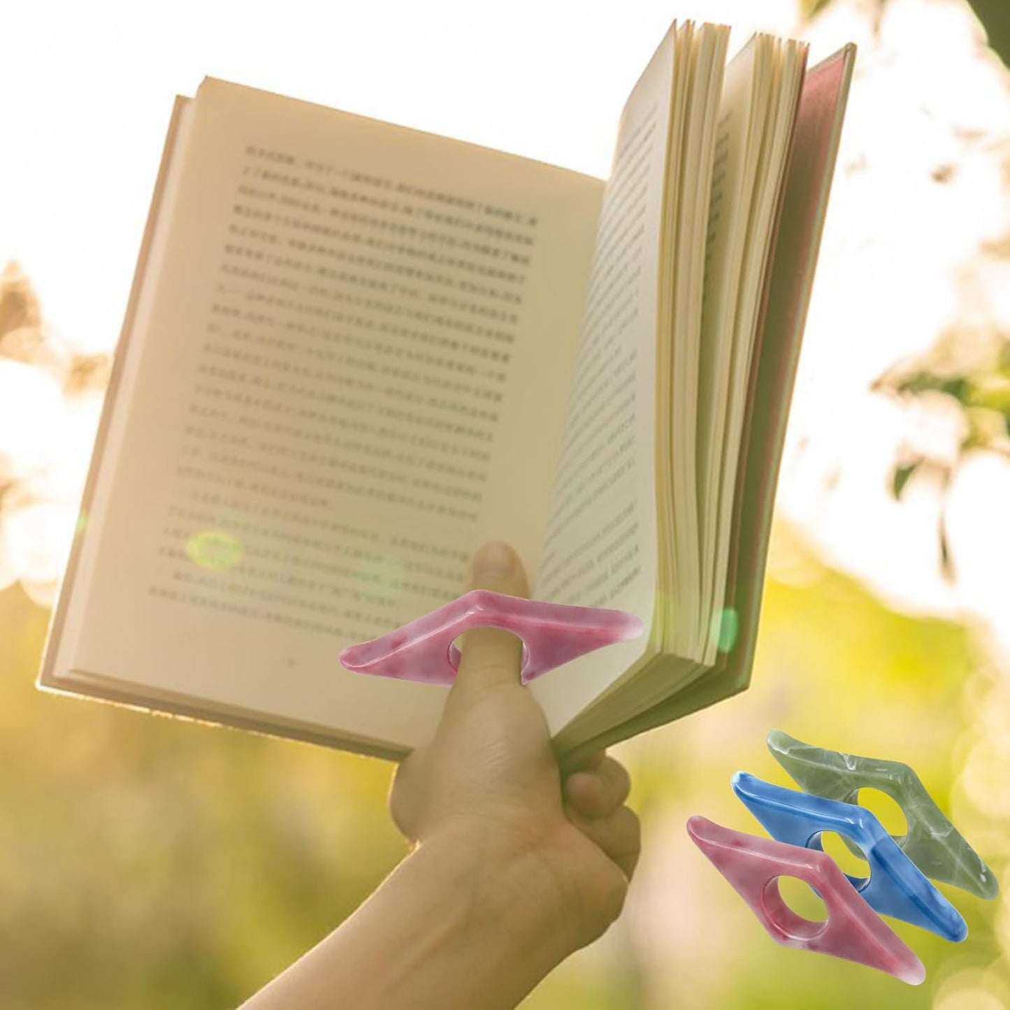 3 PCS Thumb Book Page Holder for Reading, Book Finger Opener Holder Thumb, Reading Accessories Gifts for Book Lovers Readers Women Teachers