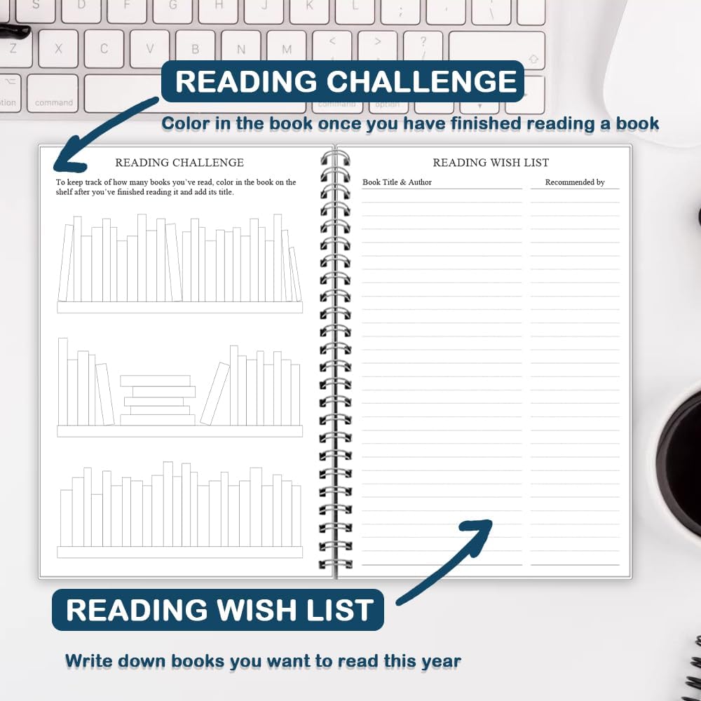 Getvow Reading Journal - Review and Track Your Reading Progress with 72 Book Reviews - Book Journal Reading Log Journal with Back Pocket, 5.8" x 8.3", Blue Watercolor