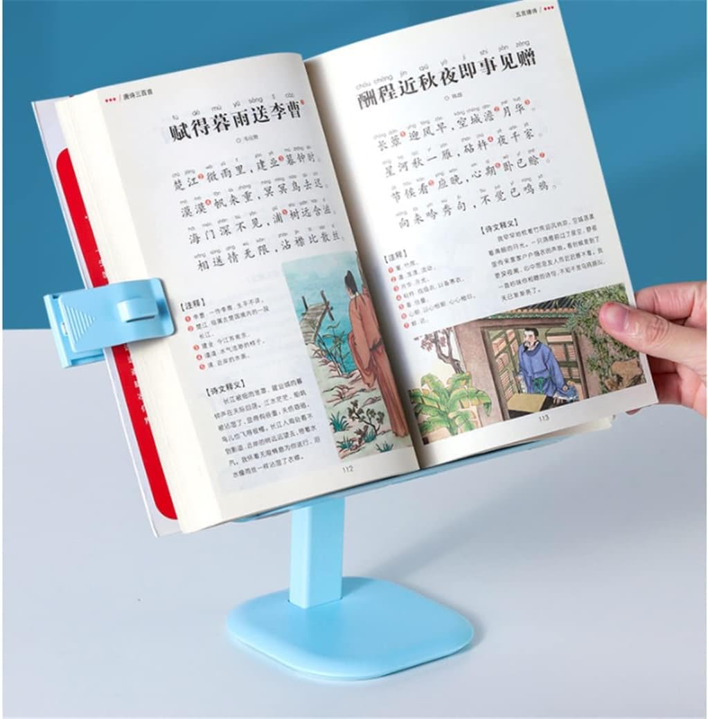 Reading Rack Student Stationery Can Lift The Clip Book Stand Bookshelf Adjustable(Blue)