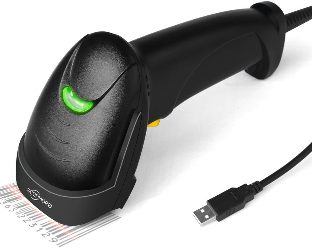 Handheld USB Barcode Scanner Wired 1D Bar Code Reader with USB Cable for Supermarket, Convenience Store, Warehouse (USB 1D)