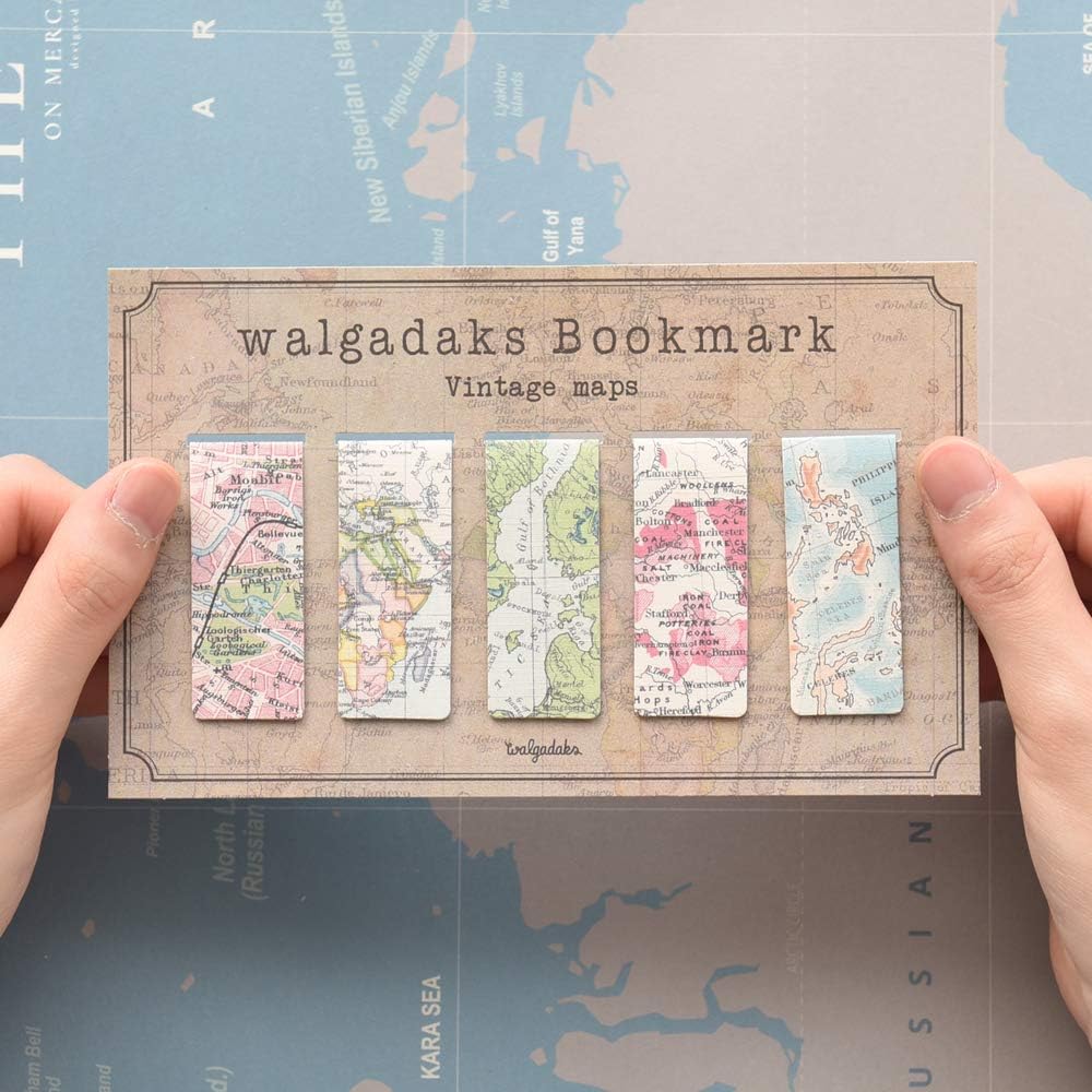 Monolike Magnetic Bookmarks Vintage Maps, Set of 5