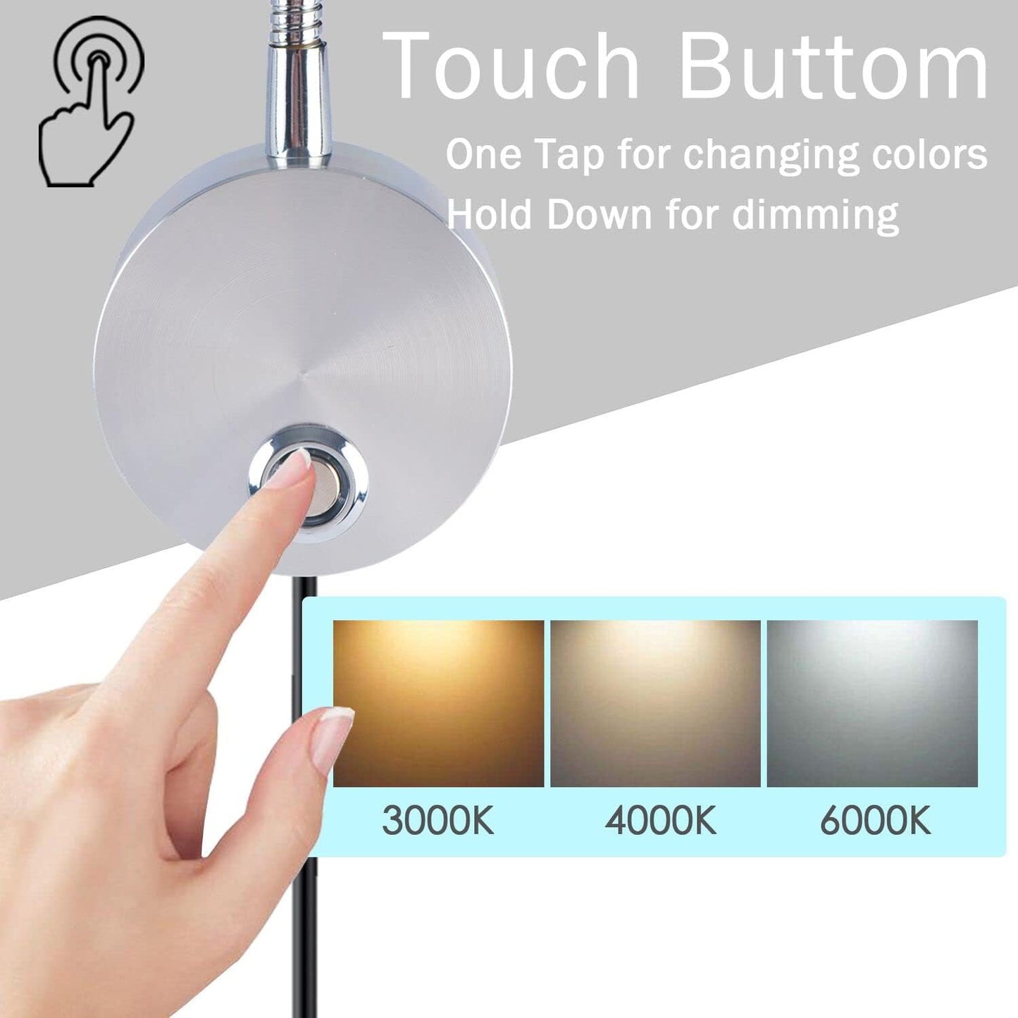 Adust Reading Lights for Books in Bed, Bedside Reading Lamp, 3W LED Dimmable Wall Mount Lamp, Adjustable Colour