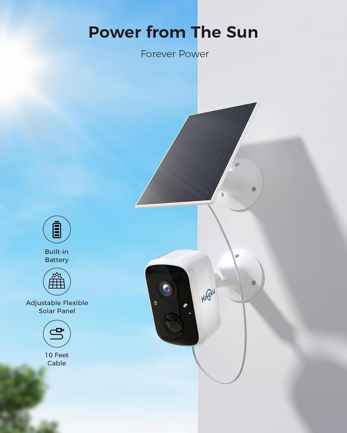 Hiseeu Solar Security Cameras Wireless Outdoor System, 6 Cam-Kit, Expandable to 10CH, No Monthly Fee, Solar-Powered, Home Security Cameras System with 2K Color Night Vision, 2.4G & 5G WiFi, 1TB HDD