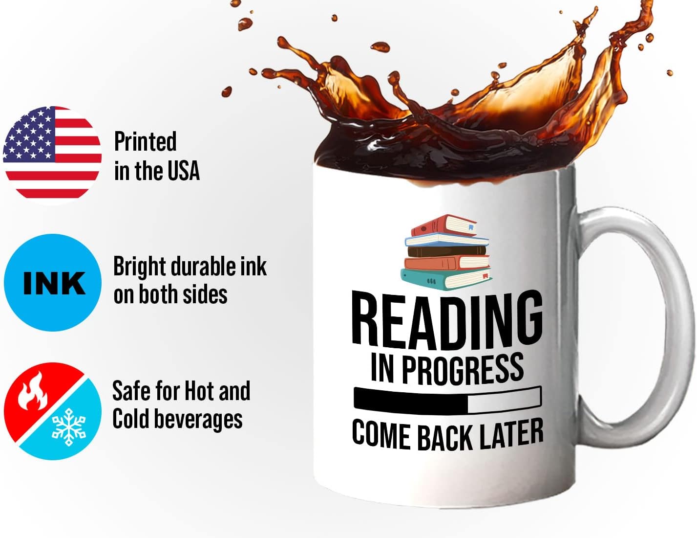 Book Lover Coffee Mug 11oz White - Reading in - Literary librarian Literature Bookworm Historian Public Library Curator Bibliophile Bibliolater