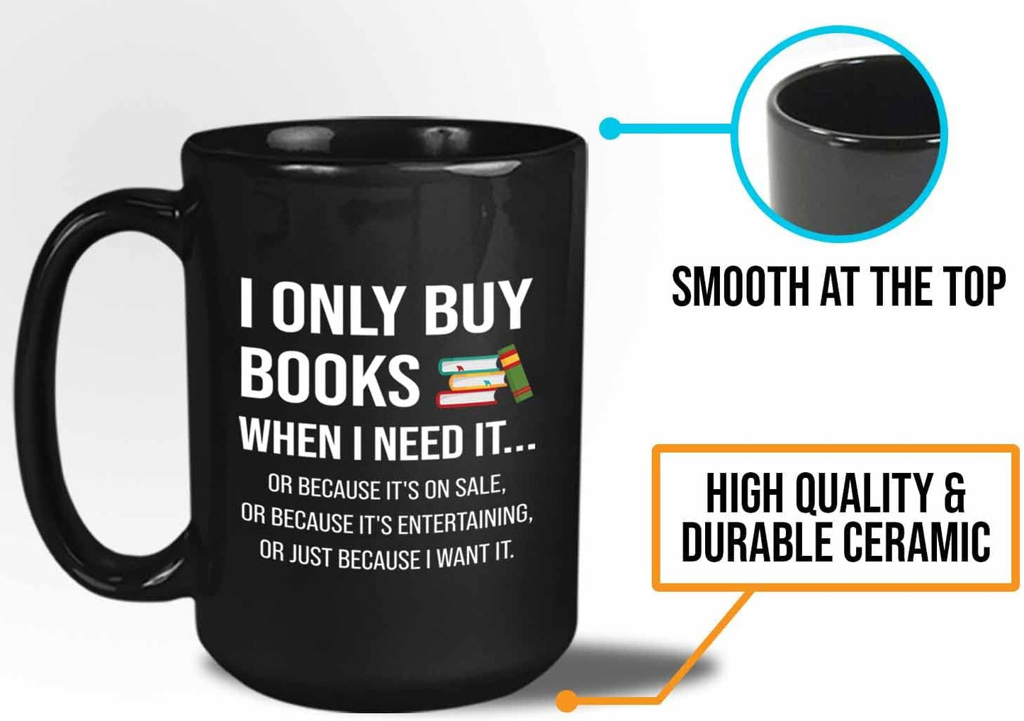 Bubble Hugs Book lovers Coffee Mug 15oz Black - Only Buy Books - Author Writer Library Library Editor Introvert Book Lovers Cat Lover Chill Relax Bookworm Reading