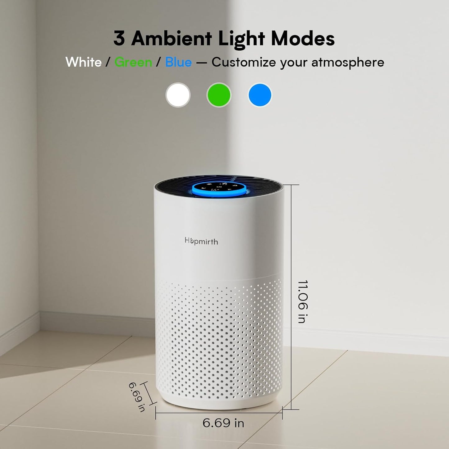 Upgraded Air Purifiers for Bedroom & Home with H14 True HEPA Filter, Covers Up to 1280ft², 360° Air Intake, Quiet Pet Air Purifier, Fragrance & Timer,Removes Smoke, Pet Dander & Pollen,White