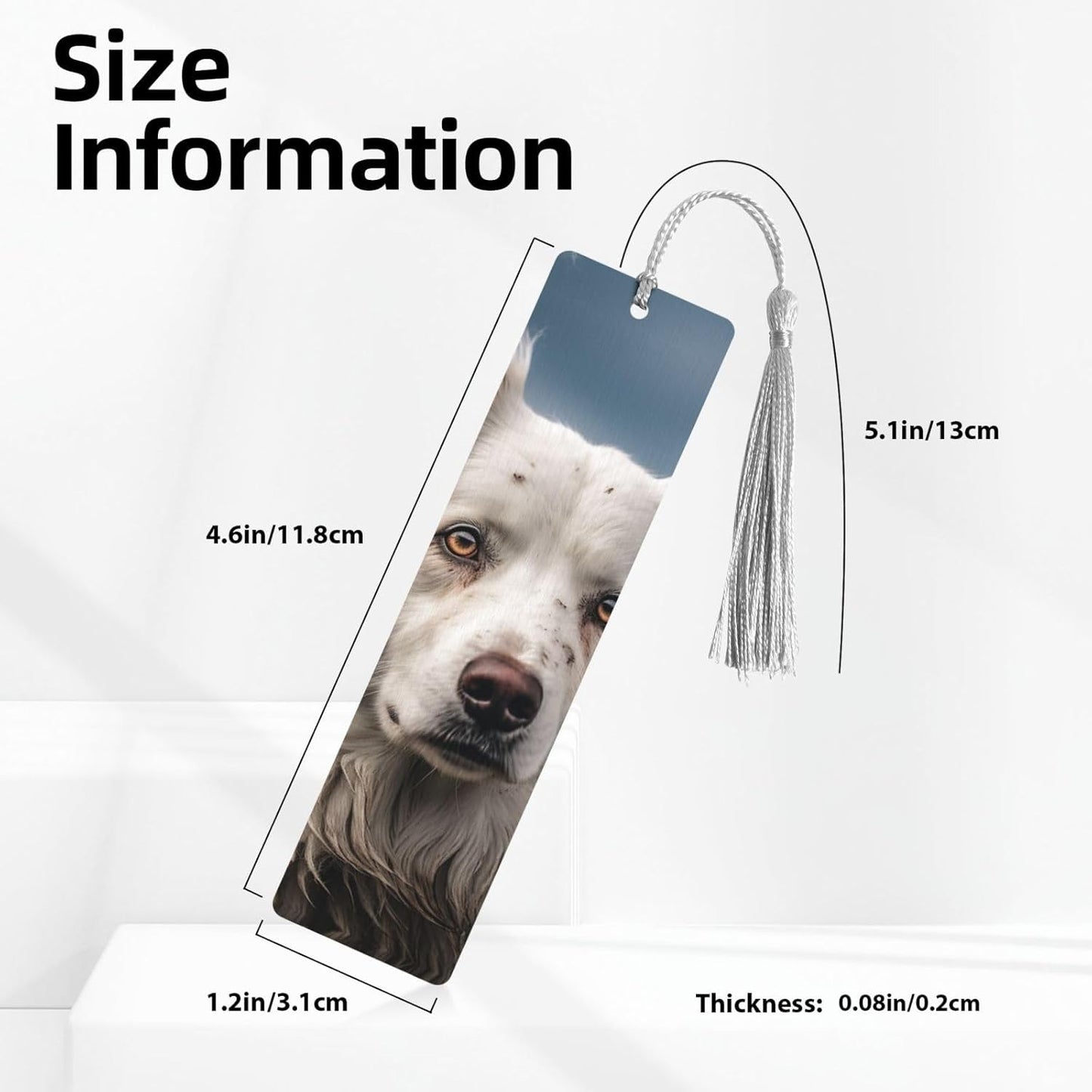 Big White Dog Bookmarks Gifts for Women Men, Wooden Bookmarks for Book Lovers, Vintage Book Marks Ornaments with Tassel, Unique Personalized Reading Page Markers Gray