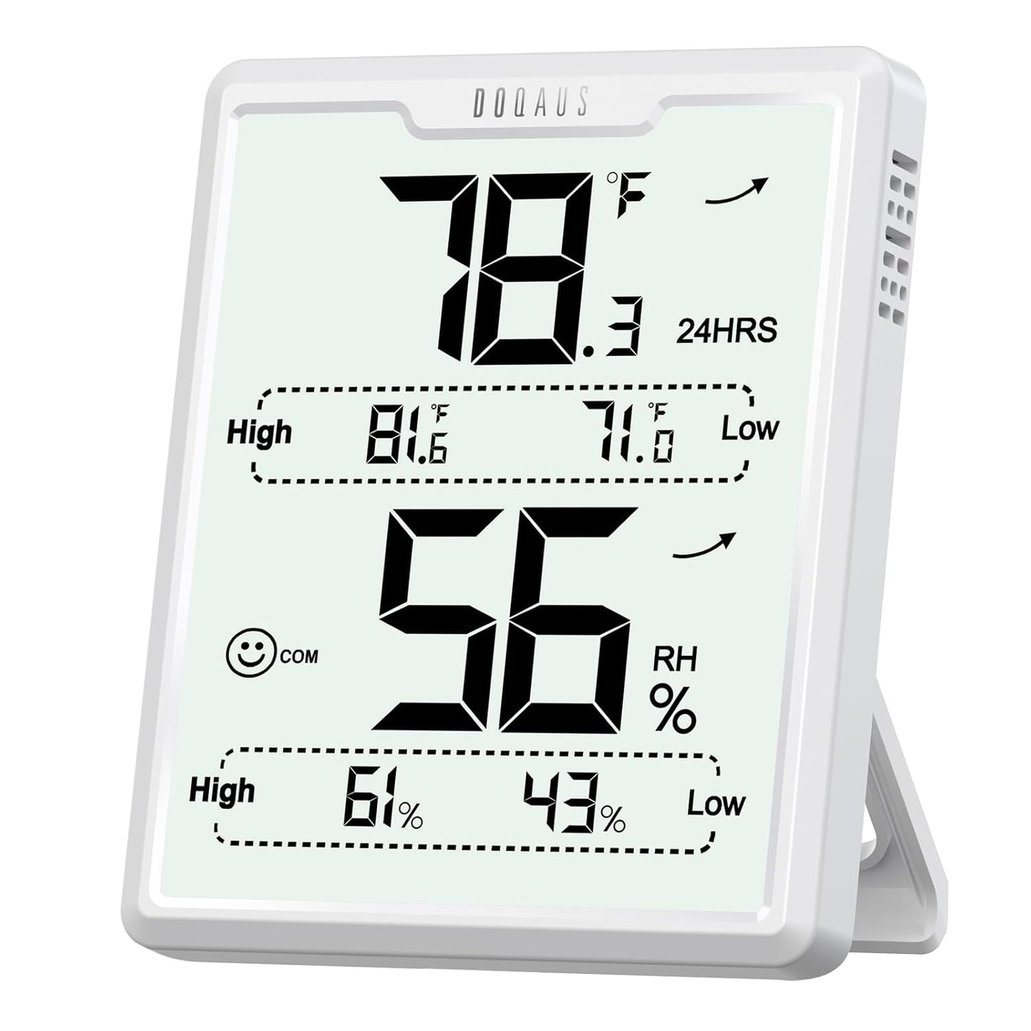 DOQAUS Digital Hygrometer Room Thermometer Indoor, Humidity Meter with Large LCD Display, Temperature Humidity Monitor with Max Min Records, White
