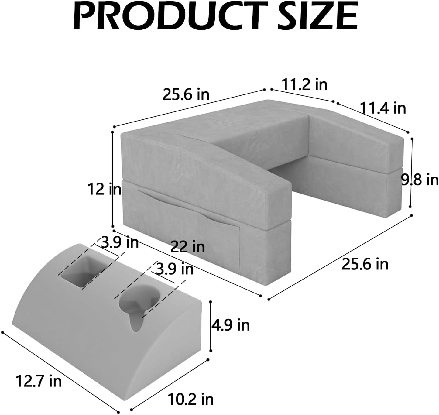 Lap Desk Pillow for Laptop, Large Reading Pillow for Adult, Ergonomic Arm Rest Pillow with Cup Holder, Memory Foam Bed Desk for Working (Reading Pillow + Cup Holder)
