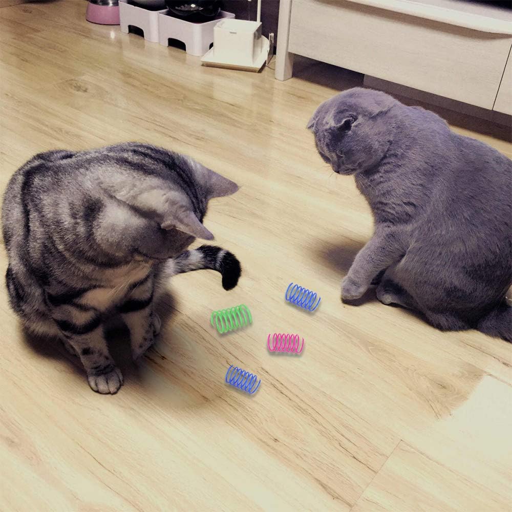 Andiker Interactive Cat Spiral Creative Spring Toy to Kill Time and Keep Fit, Sturdy and Heavy Plastic for Swatting, Biting, Hunting Kitten Toys, Colorful, 12 pcs