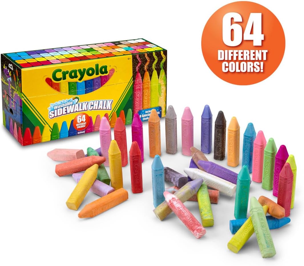 Crayola Ultimate Washable Chalk Collection (64ct), Essential Easter Basket Stuffers, Bulk Outdoor Sidewalk Chalk for Kids, Outdoor Activities & Spring Crafts, Gifts for Kids