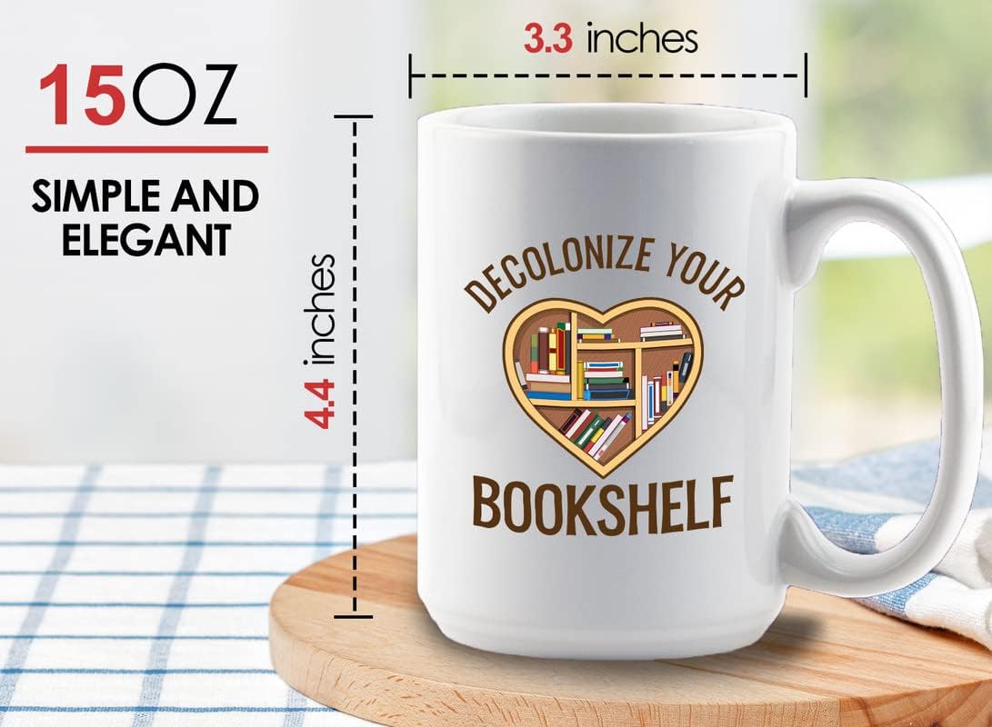 Book Lover Coffee Mug 15oz White - I Believe In My Shelf - Bookworm Philosophers Reader Editor Novelist Literature Storyteller Student