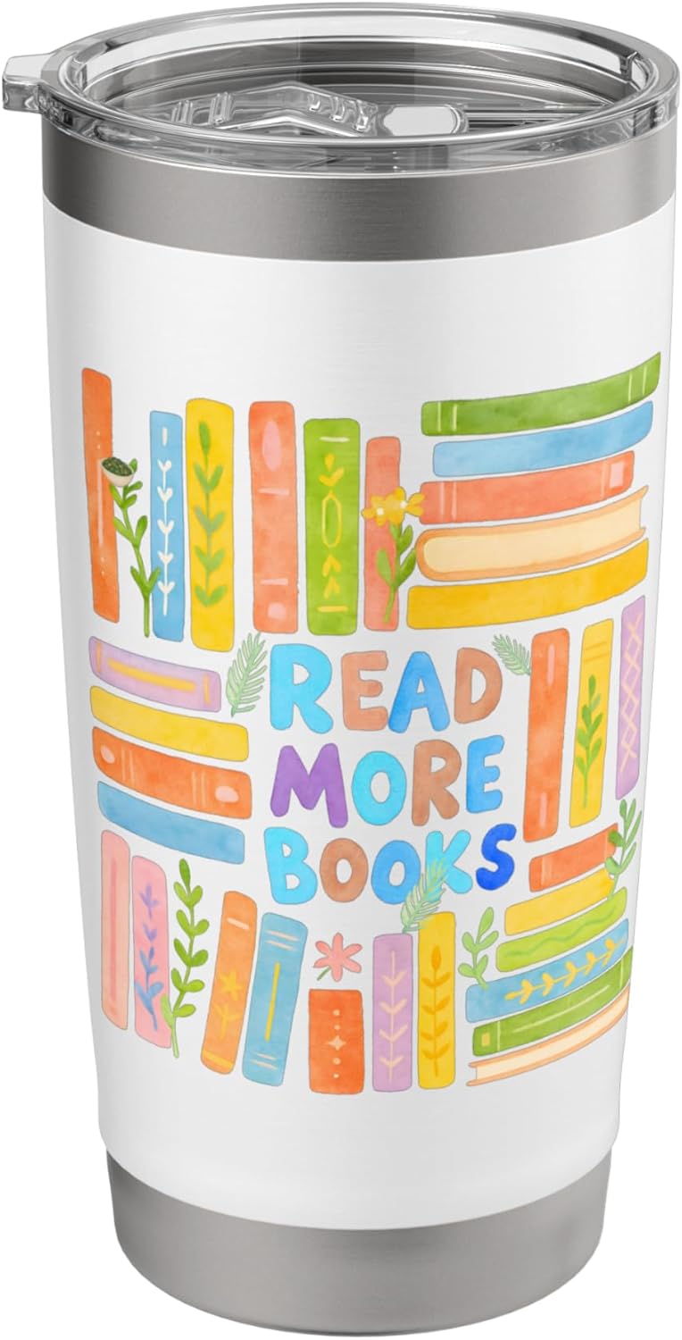 Read More Books | Colorful Watercolor Reader Design Stainless Steel Insulated Tumbler