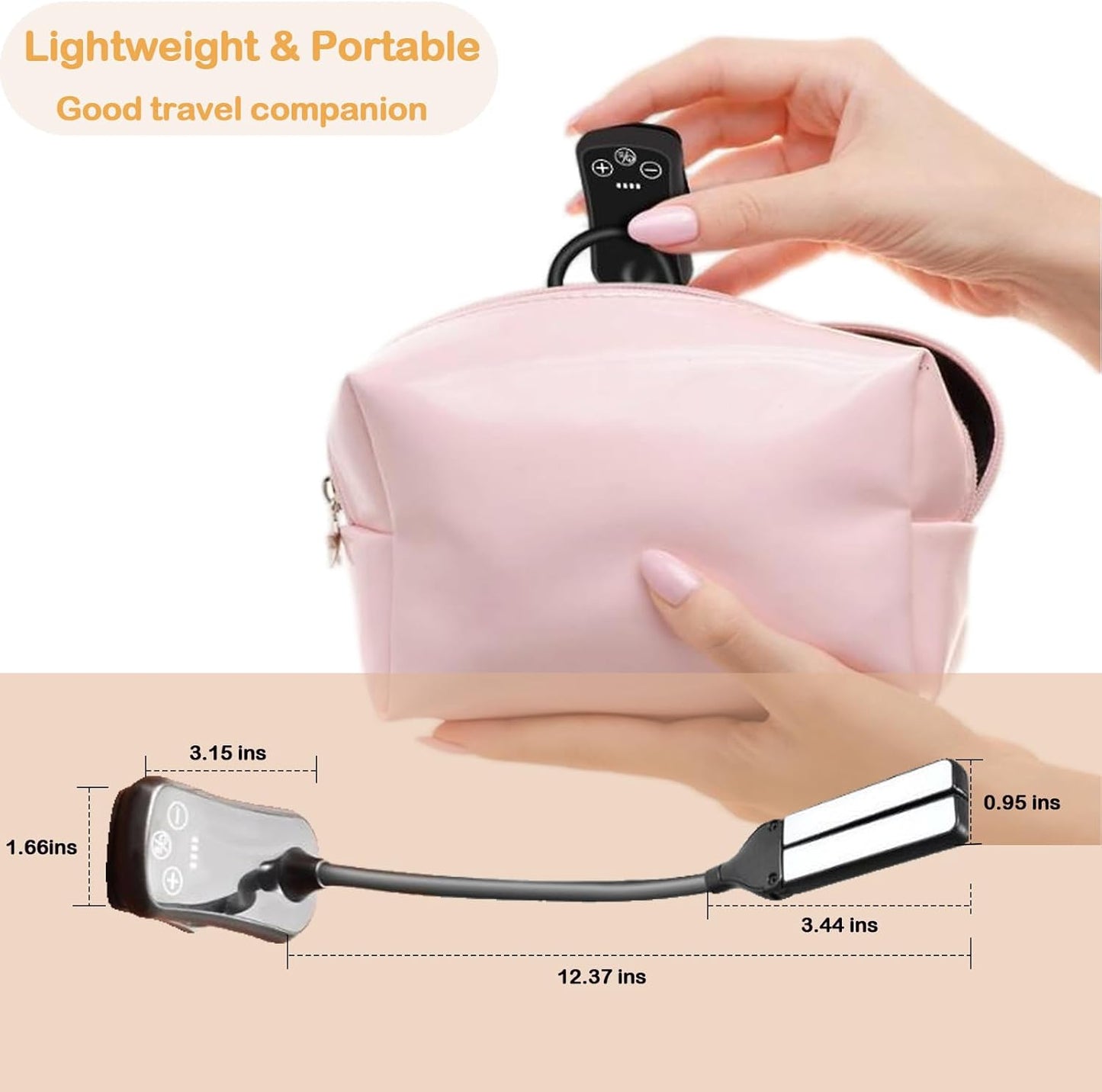 14 LED Rechargeable Book Light for Reading in Bed with Foldable Double Headed- Eye Caring 3 Color Temperatures,Stepless Dimming Brightness,80 Hrs Runtime Lightweight Clip on Light for Book Lovers