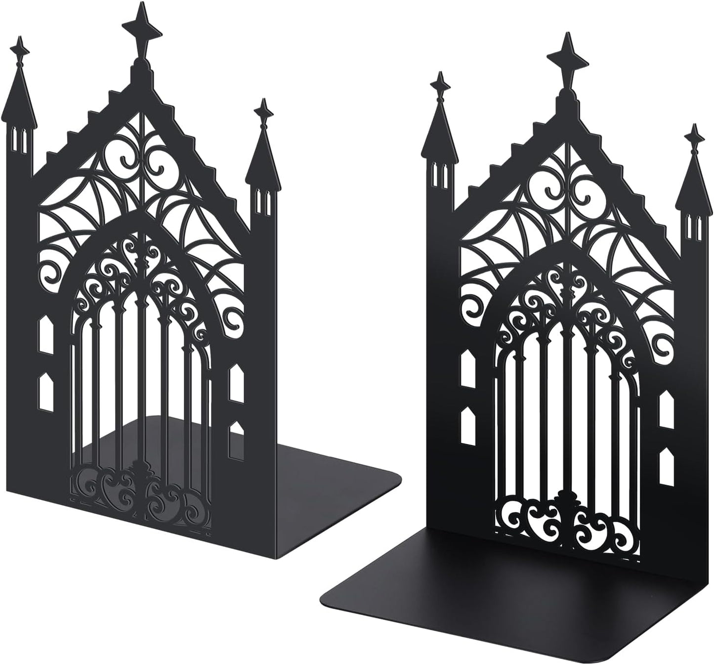 Bnesi Gothic Vintage Metal Bookends Fantasy Book Ends for Shelves Heavy Books Office Book Stopper Stylish Gothic Bookends Ideal for Fantasy & Vintage Book Display (Retro)