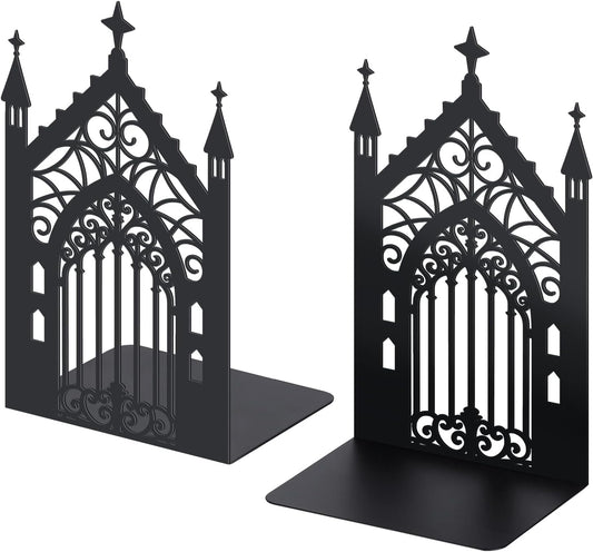 Bnesi Gothic Vintage Metal Bookends Fantasy Book Ends for Shelves Heavy Books Office Book Stopper Stylish Gothic Bookends Ideal for Fantasy & Vintage Book Display (Retro)