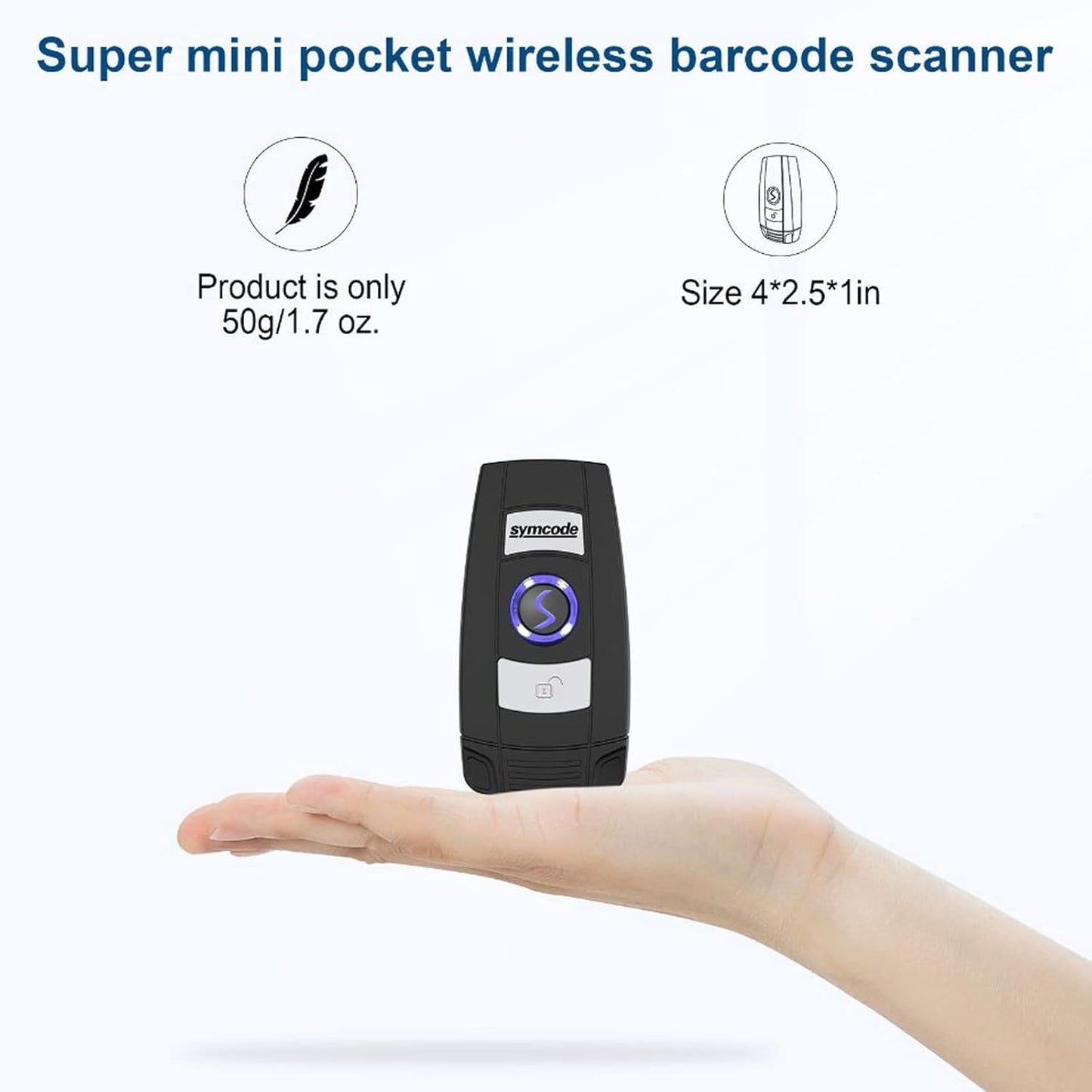 Mini 2D Portable Handheld Bluetooth Barcode Scanner Wireless 2.4G & USB Wired 3-in-1 Bar Code Scanner Portable USB QR Code Scanner for Windows.Android.iOS.MAC