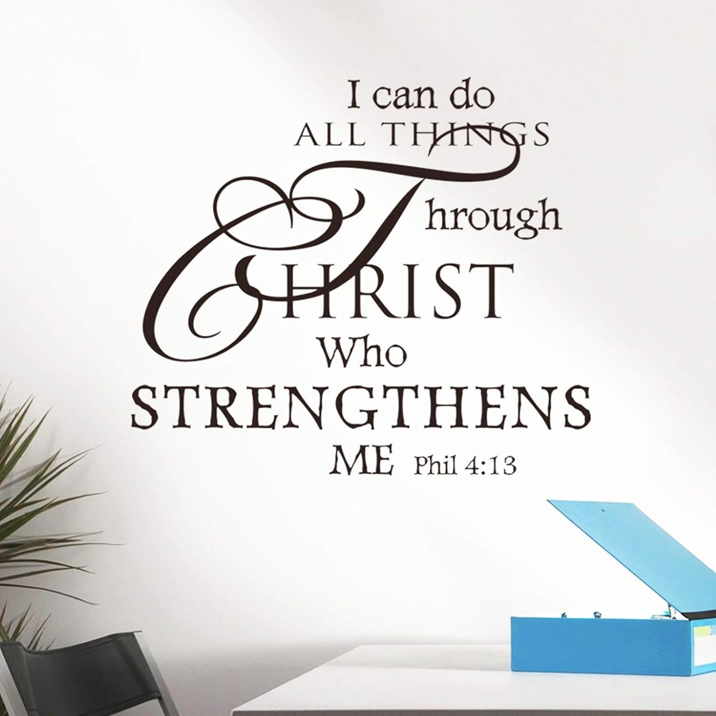 Inspirational Wall Decor Quotes Stickers–I Can Do All Things Through Christ Who Strengthens Me– Decor for Living Room Bedroom Classroom Playroom Nursery Room Wall Decals Decorations