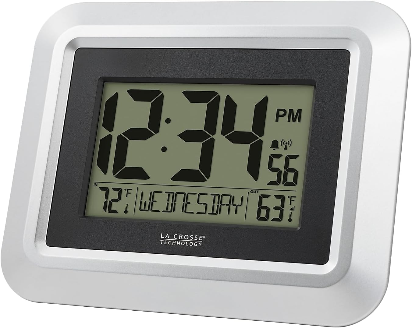 La Crosse Technology 513-1918S-INT Atomic Digital Wall Clock with Outdoor Temperature