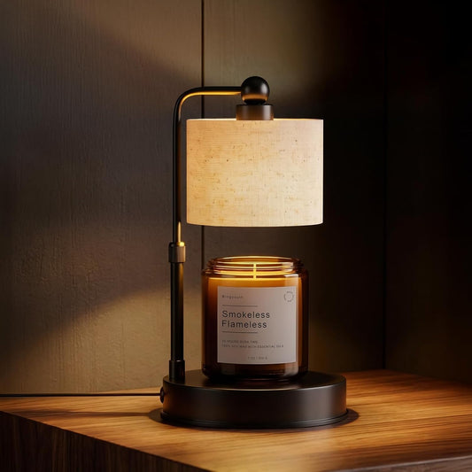 Candle Warmer Lamp with Timer, Modern Farmhouse Candle Warmer, Height Adjustable & Dimmable Electric Candle Warmer Lamp, Includes 2 Bulbs, Birthday Gift for Women, Mom, Housewarming