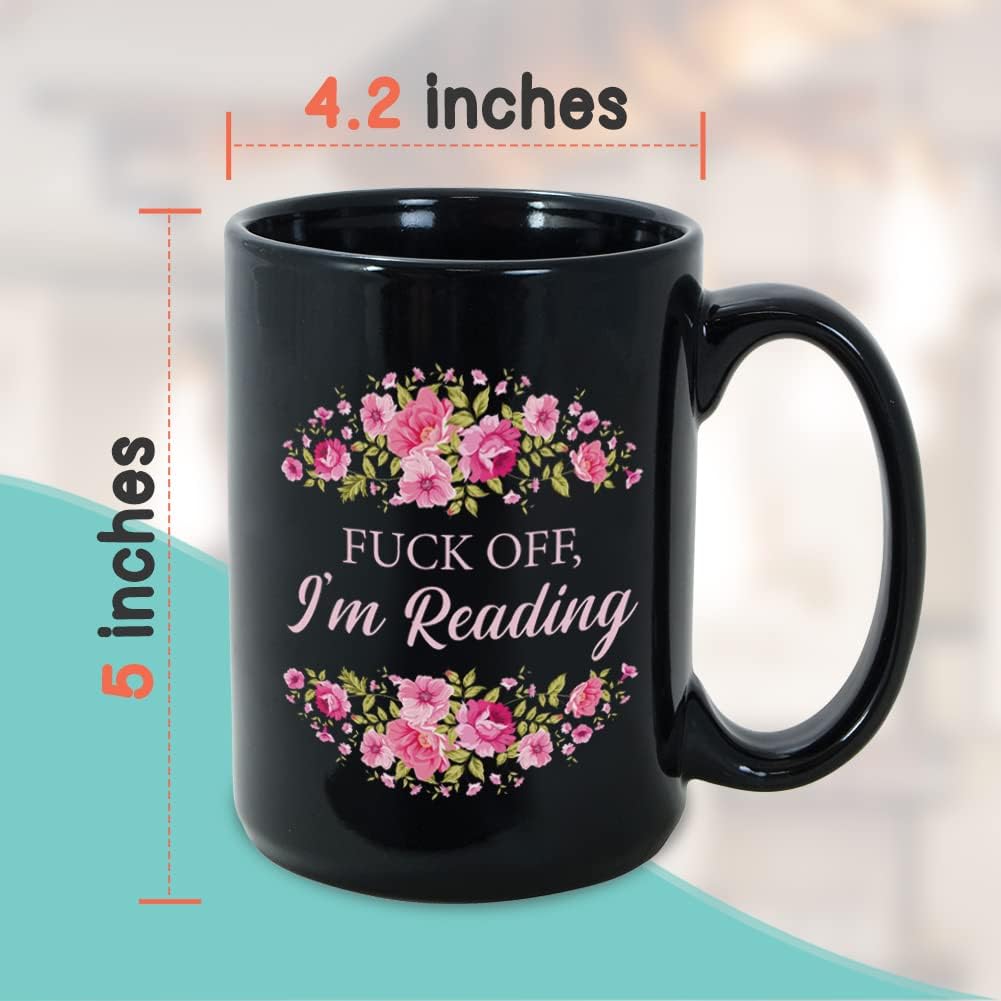 Book Lover Coffee Mug 15 oz Black, Funny Sayings Bookworm Reader Book Club Author Writer
