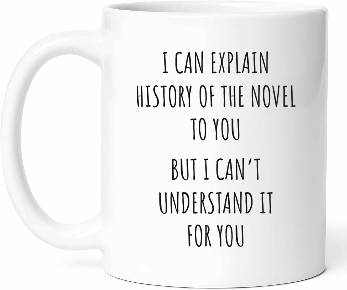 Funny History Of The Novel Mug - Literary Coffee Cup - Author Funny Gift From Book Lovers - Fiction Adventures Tea Mugs - Storytellers Cups - 11 Oz Ceramic Gifts For Readers, Birthday, Him, Her