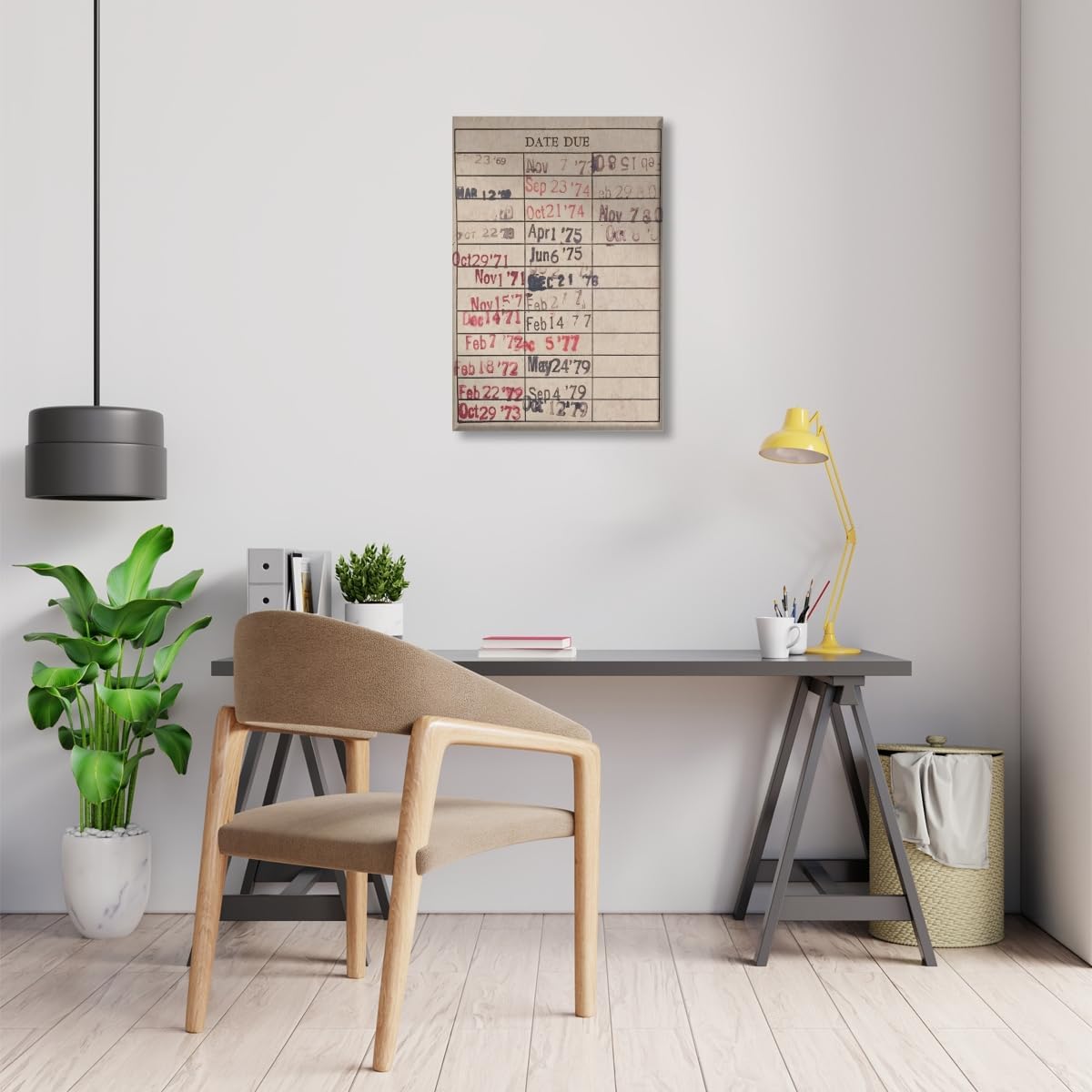 Vintage Book Wall Art Antique Library Card Canvas Reading Posters Retro Due Date Card Print Reading Nook Library Decor Rustic Bookish Painting Picture for Dorm Bedroom Apartment 12x18inch Unframed