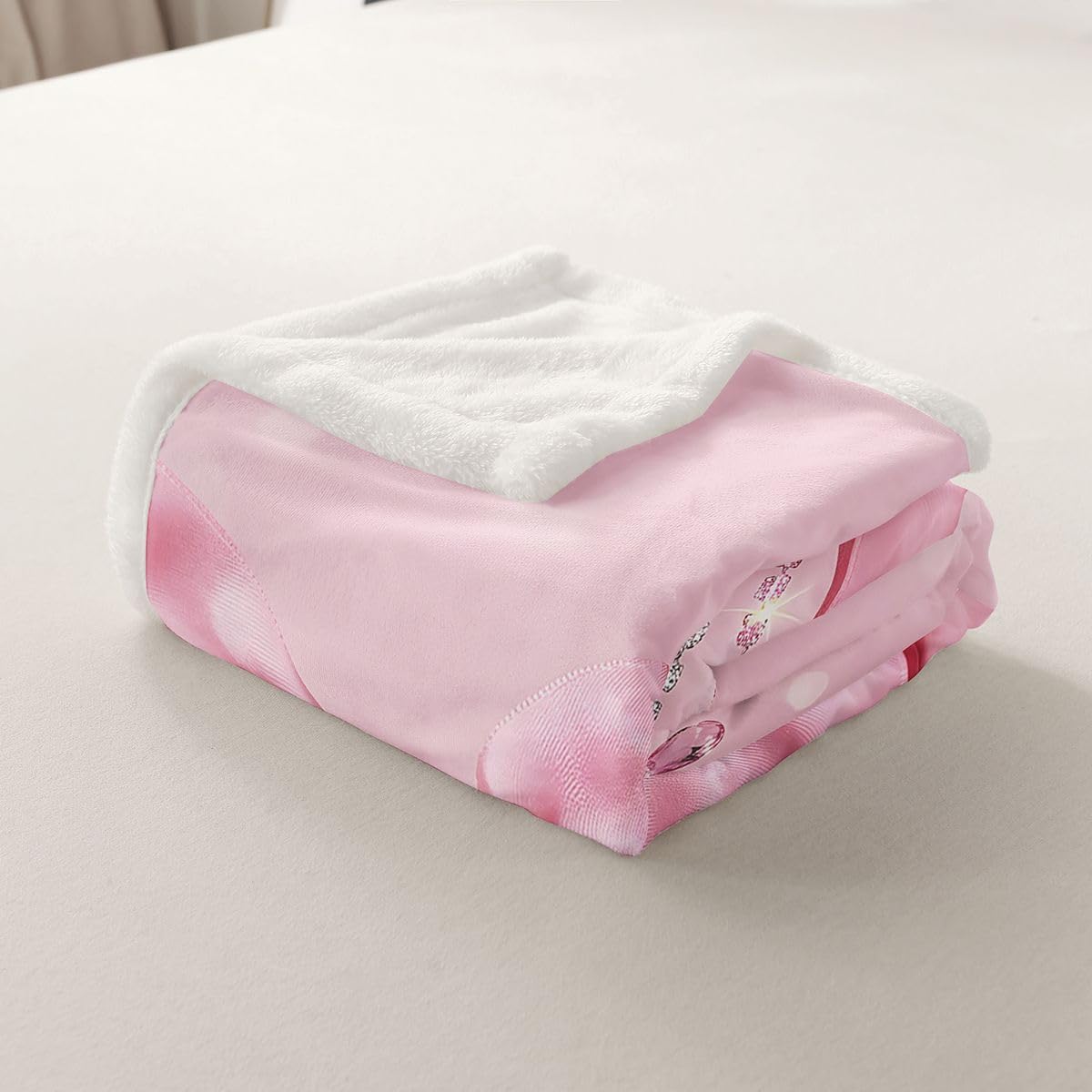 Feelyou Cute Bow Sherpa Throw Blanket for Couch Princess Bowknot Super Soft Cozy Fleece Pink Blanket for Winter, Plush Throw Throw 50"x60" All Season