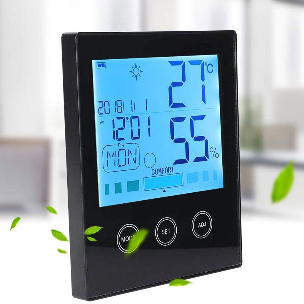 Digital Hygrometer Thermometer,Humidity Gauges Monitor Temperature Gauge Indicator Time Display Built-in Clock