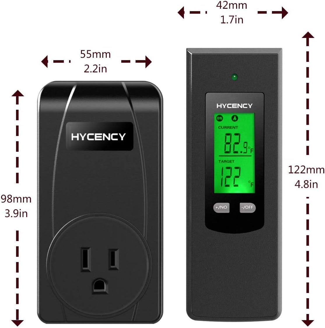 Wireless Plug in Thermostat Outlet, Electric Thermostat Controlled Outlet with Built-in Temperature Sensor Remote Control (Black)