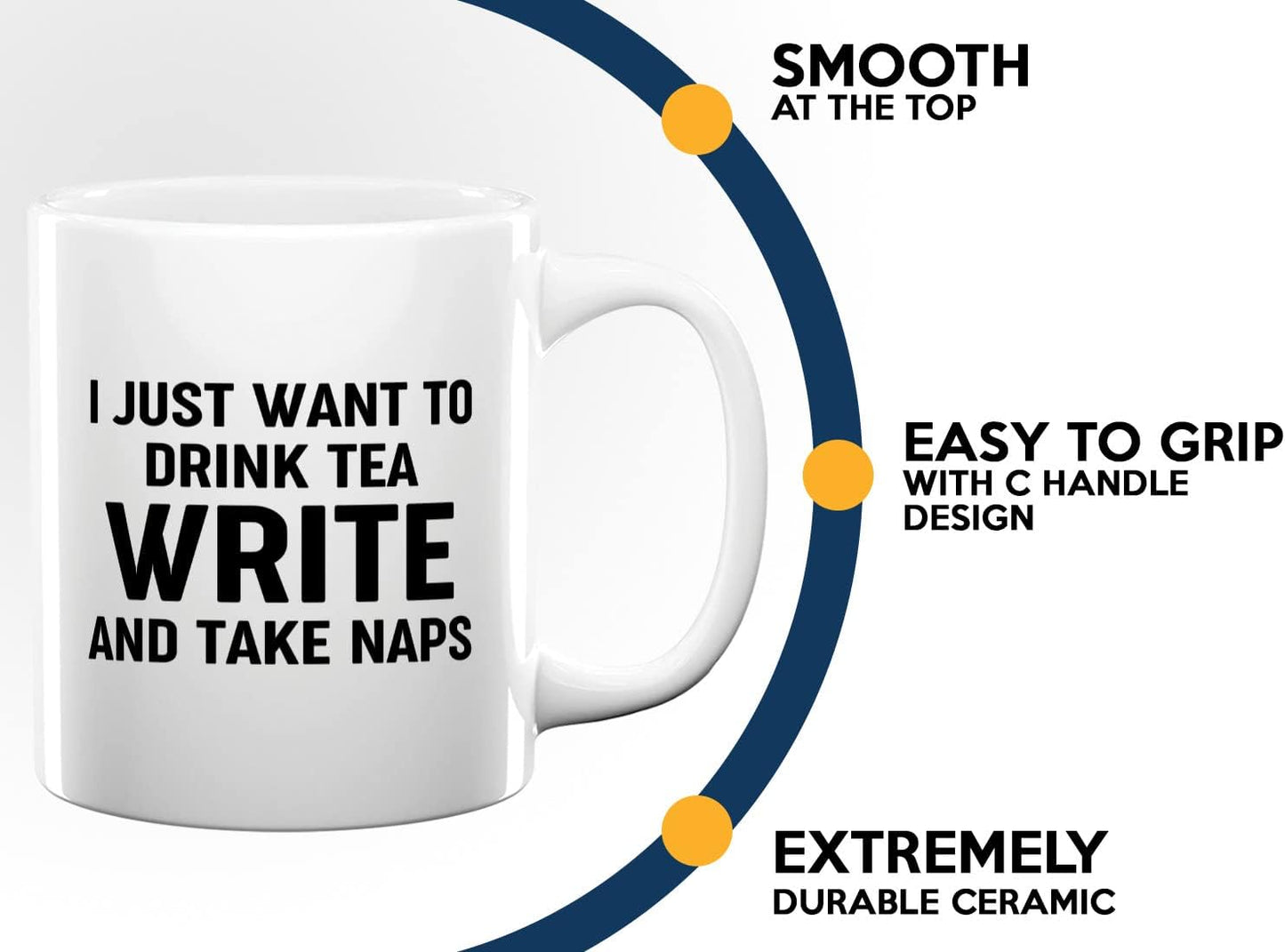 Journalist Coffee Mug 11oz White -Tea Write Naps - Reading Lover Book Club Gift Author Appreciation Writer Journalism Novelist Scriptwriter