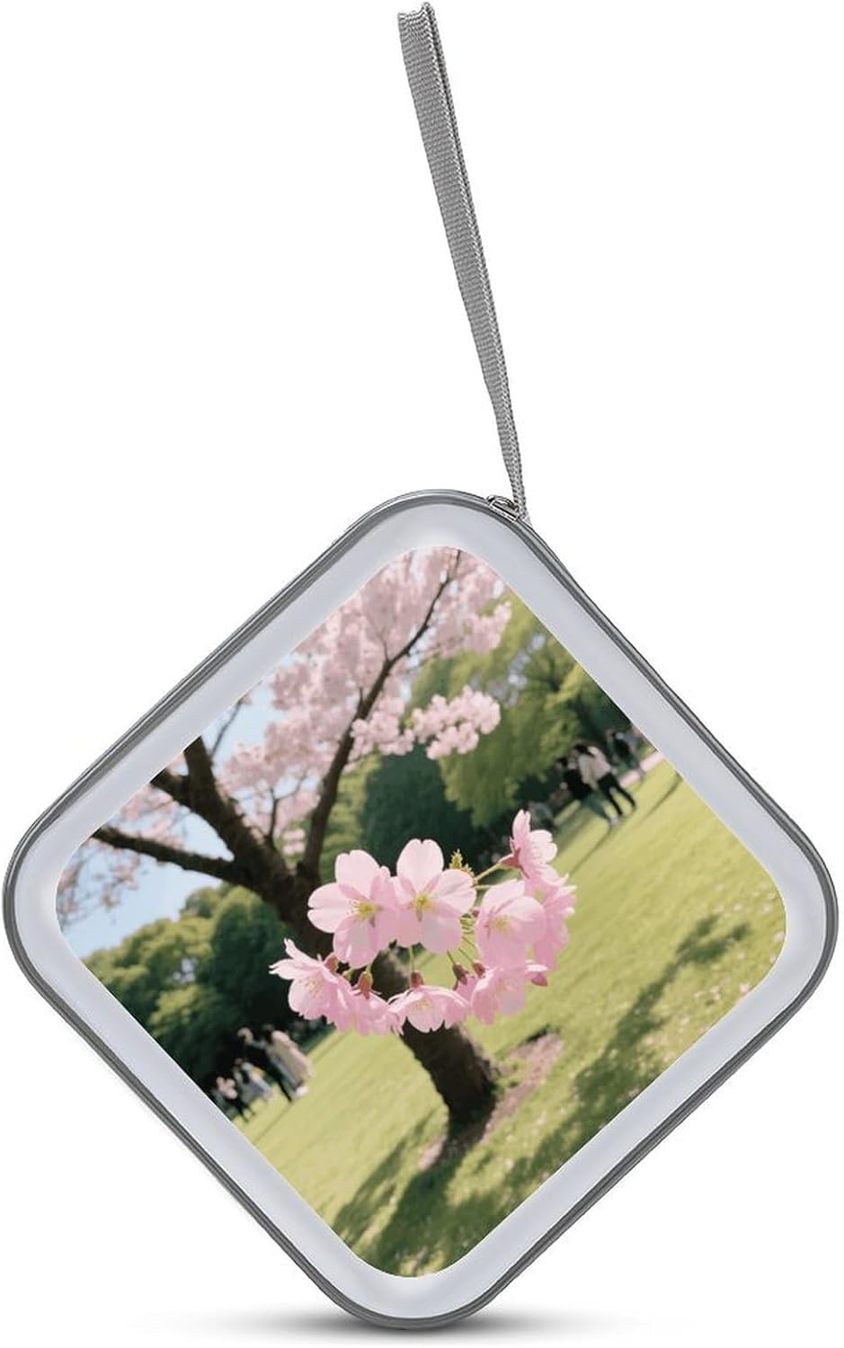 Cherry Blossom CD Case Portable Zipper CD Case 40 Capacity Hard Plastic DVD Cases Holder Large Storage Disc Wallet Bag for Car Home Travel DVD Collection Bag