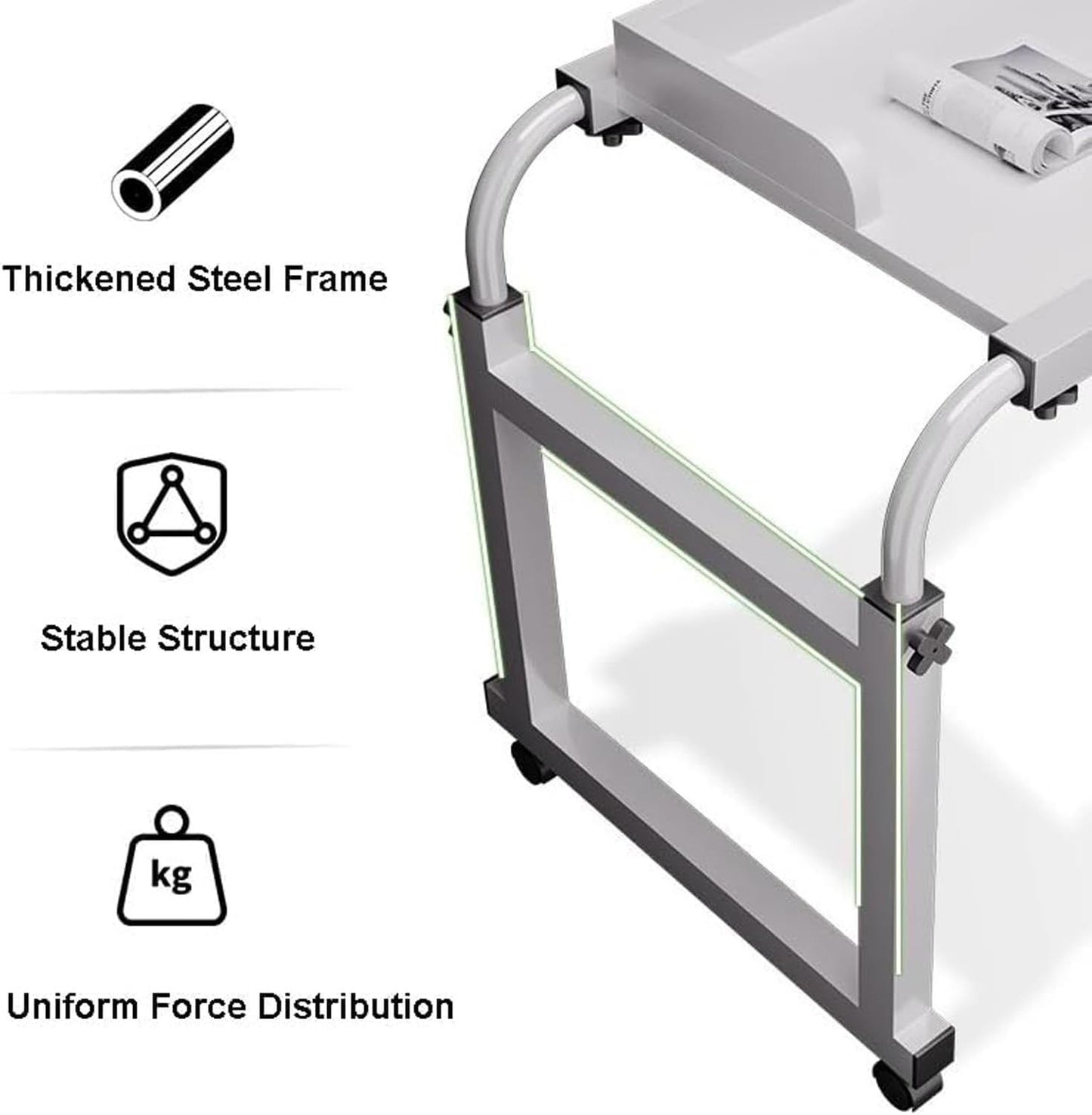 Crafting Table，Table On Wheels Foldaway Desk Reading Table Craft Desk Bed Laptop Table Folding Desk Height Adjustable Desk Work from Home Desk(Color:Wood+)