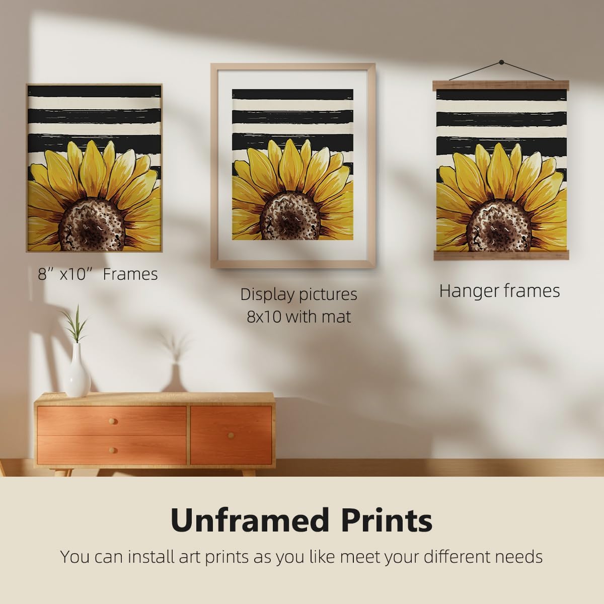 ETVISO Bee Decorations Summer Spring Yellow Wall Art Prints 8x10,Honey Bee Summer Decor For Home, Bee Kind Decor And Accessories Farmhouse Decorations Wall Art Prints,Living Room Set of 4 Unframed