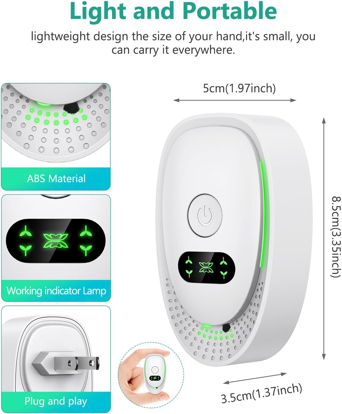 ORIA Plug-In Air Purifier, 4 Pack Negative Ion Air Ionizer for Home, Quiet Operation Air Freshener, Portable Mini Air Cleaner for Kitchen, Bedroom, Office, Pets Smoke Smell