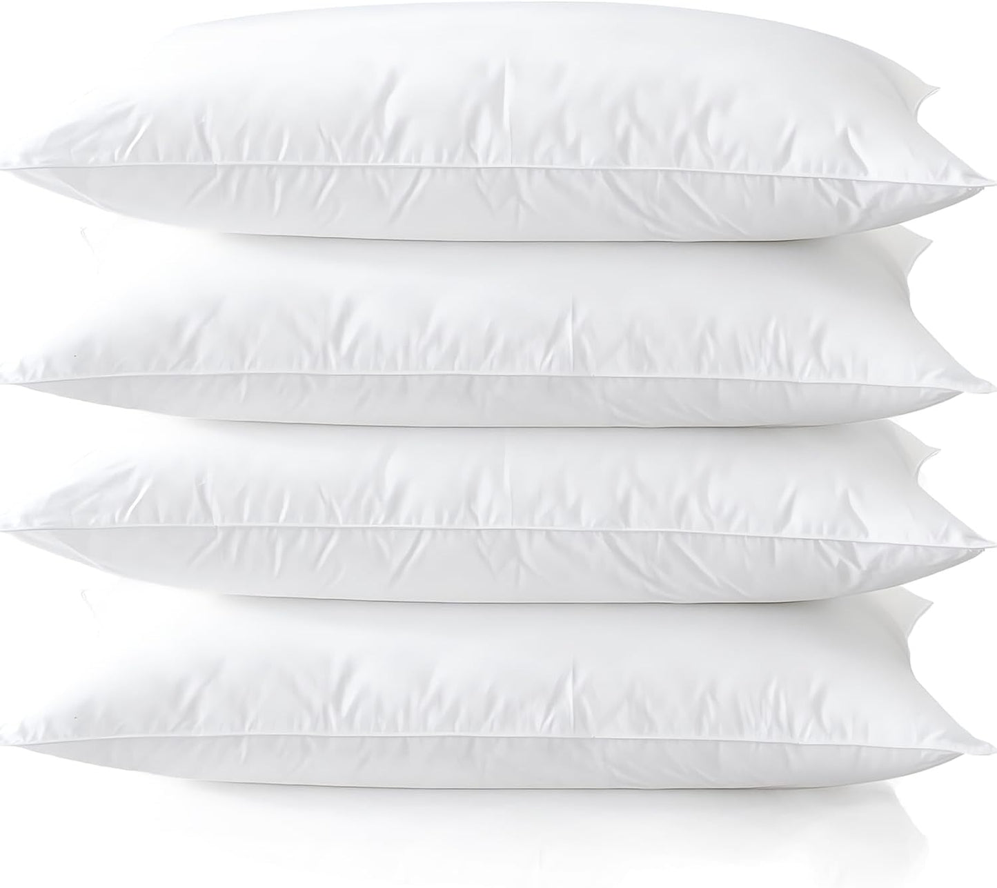 Medium Support Bed Pillows Queen Size Set of 4 Pack for Sleeping 20"x30", Hypoallergenic Skin Friendly Down Alternative Filling for Side Stomach Back Sleeper Machine Washable