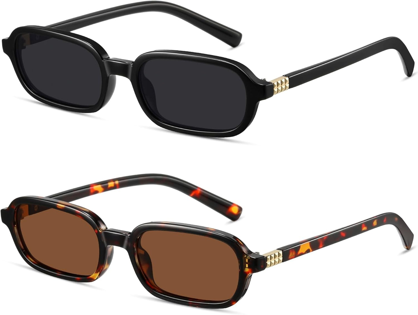 Retro Rectangle Sunglasses for Women Men Trendy Vintage Small Square Sun Glasses 90s Fashion Cute Sunnies CL010