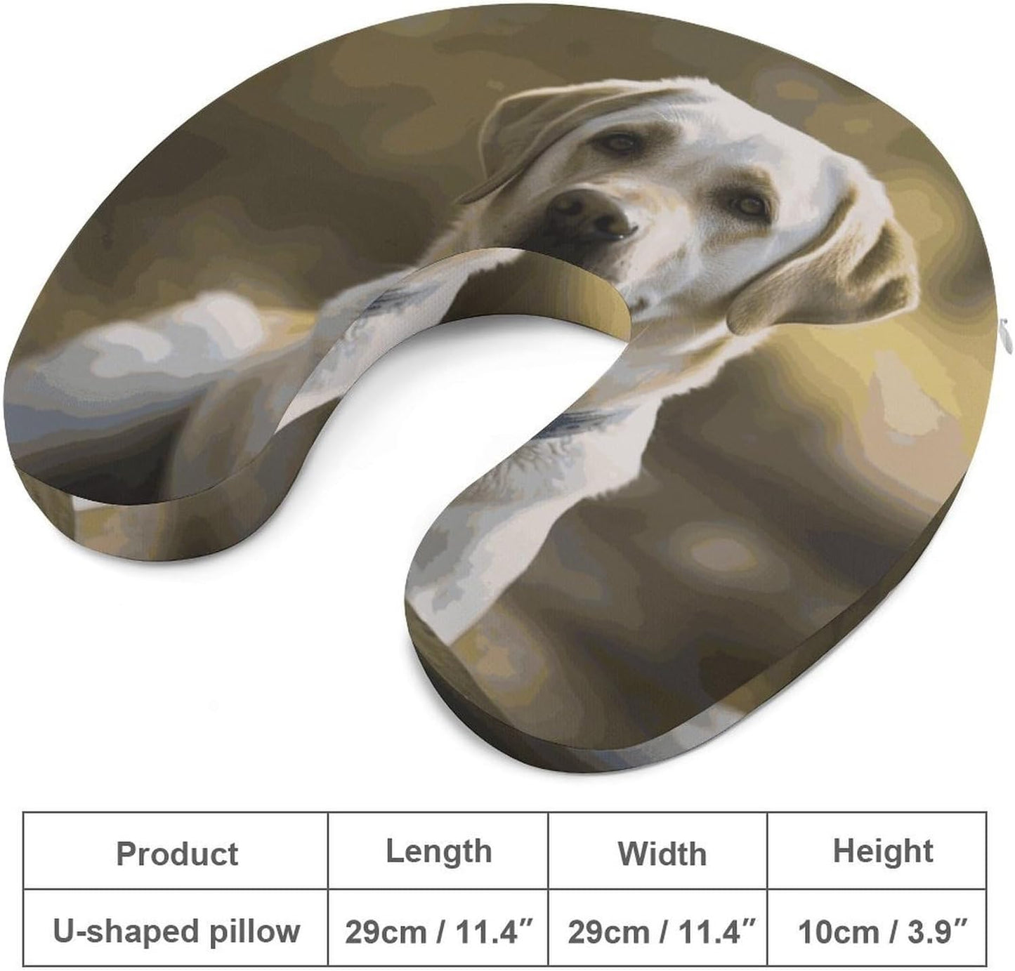 Labrador Neck Pillow Memory Foam U Shaped Pillows Portable Pillows for Shoulder Travel Head Support Pillow with Concealed Zipper for Airplane Car Home Office