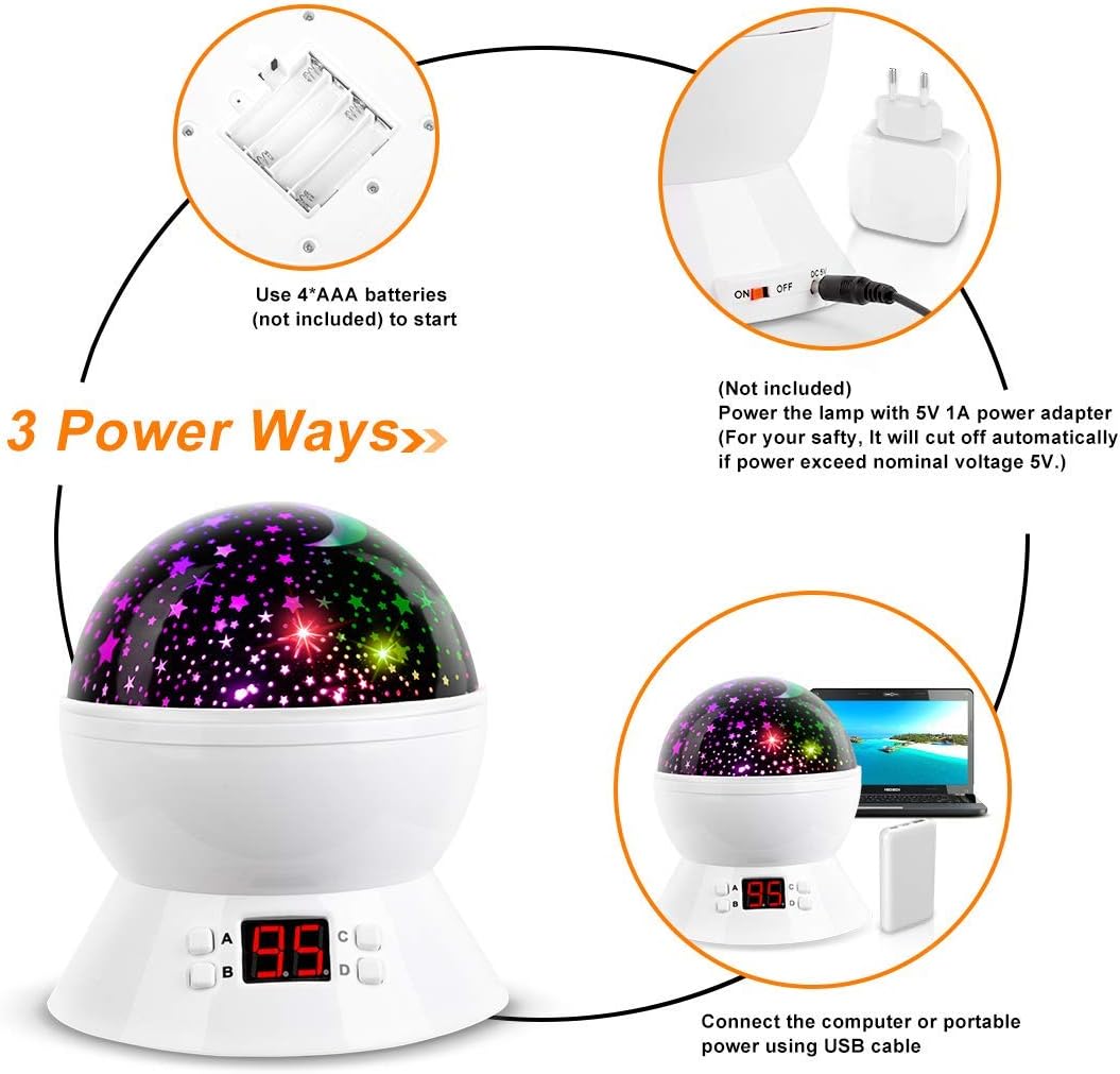 Star Night Light Projector for Kids with Timer - Glow in The Dark Stars and Moon, Best Gift for 1-14 Years Old