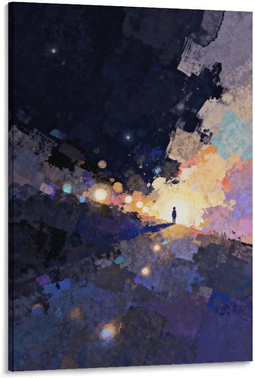 The World of Loneliness - 1 Oil Painting Print, Loneliness Wall Art, Moody Aesthetic Painting, Suitable for Reading Nook, Living Room, Bedroom Frame-style 16x24inch(40x60cm)