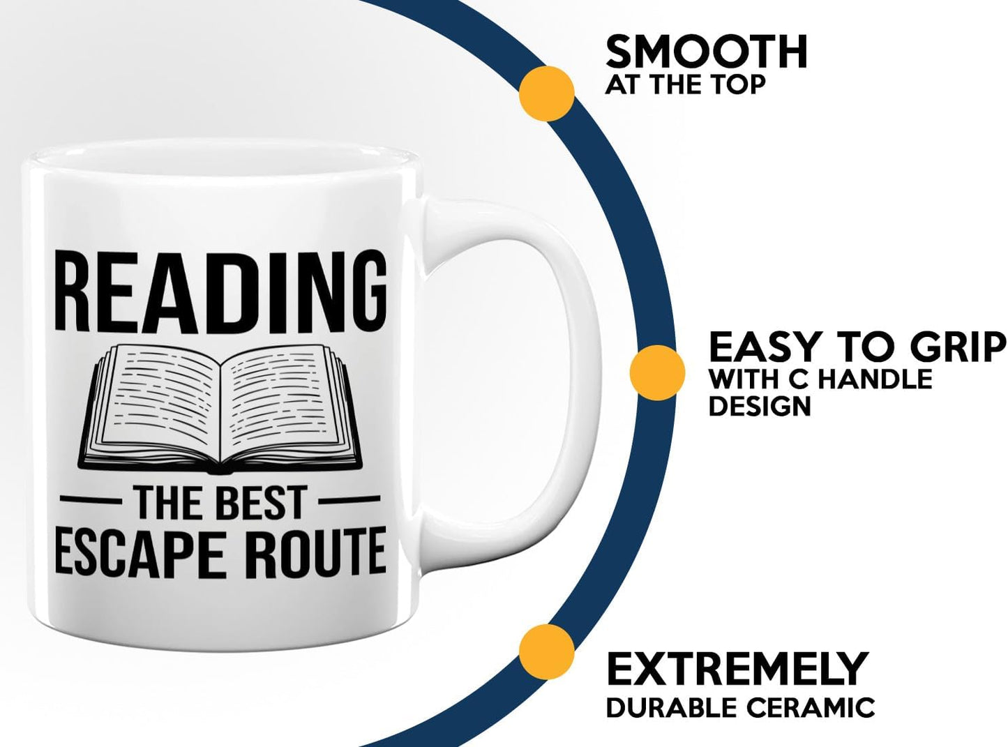 Book Lover Coffee Mug 11oz White -Reading The Best - Bookworm Literature Library Book Lover Reader Booked Editor Intellectual Studious